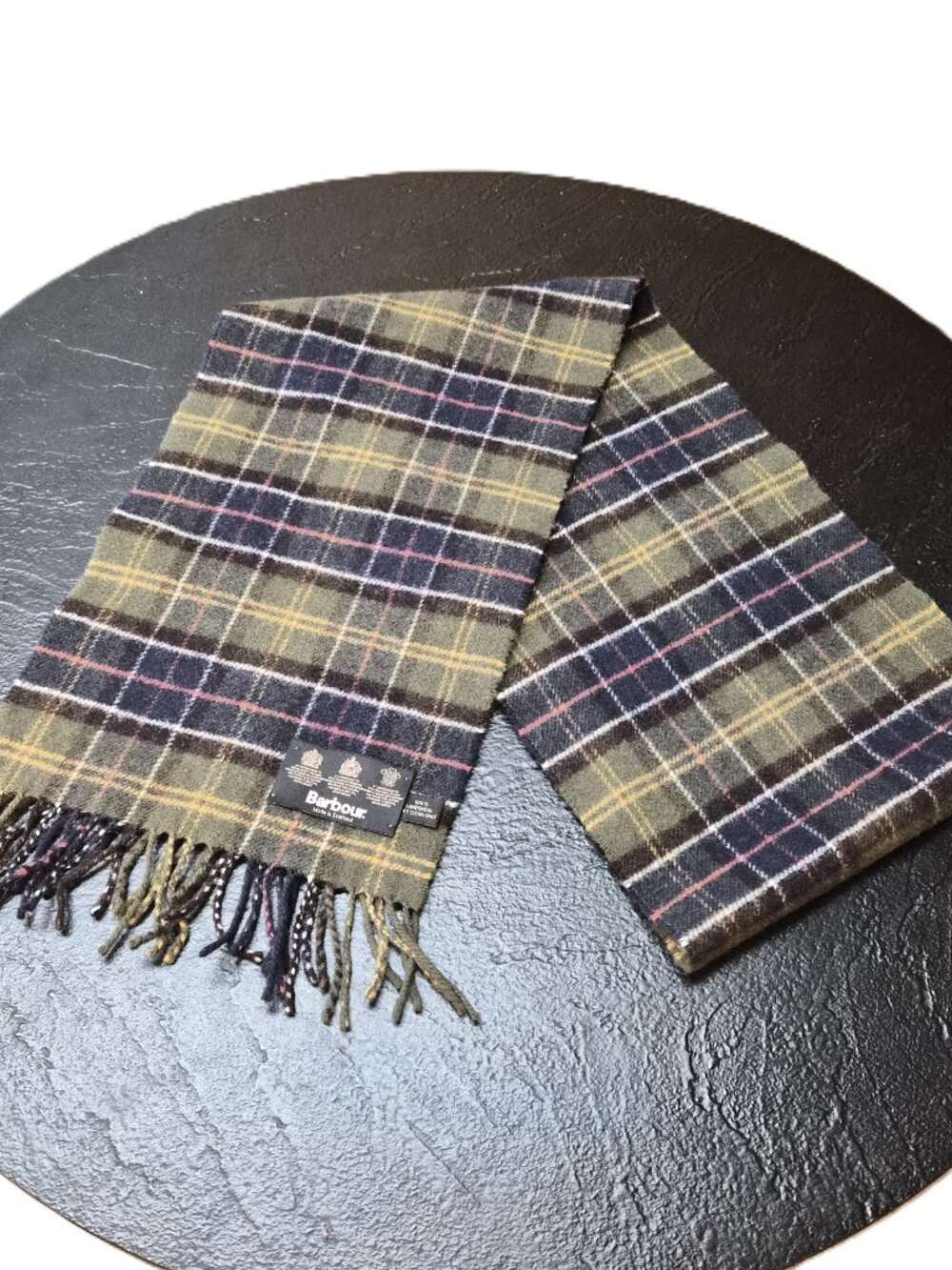 VTG Barbour Classic Tartan Scarf 100% Lambswool Made in Scotland Preppy Academia
